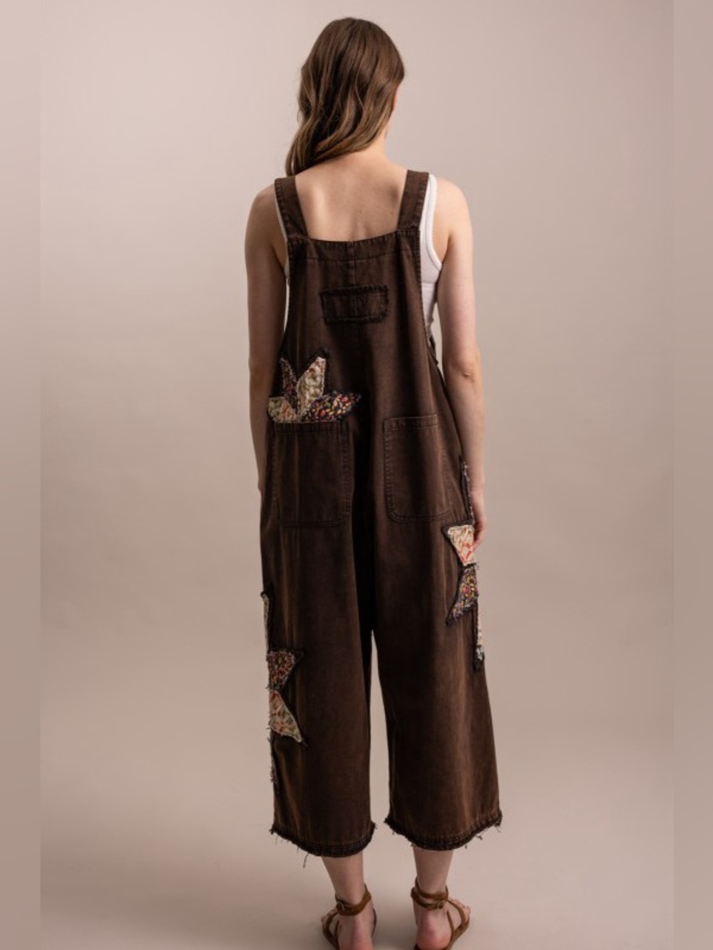 K1 New 🔥Bluevelvet Dark Brown Washed Patchwork Overall - Picture 7 of 10